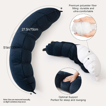 Peallow(Pat. Pend) – Long Round Body Pillow for Adults, Bolster Pillow for Sleeping, Soft and Supportive Pillow for Sleeping & Lumbar Support (Green-White, 29.5")