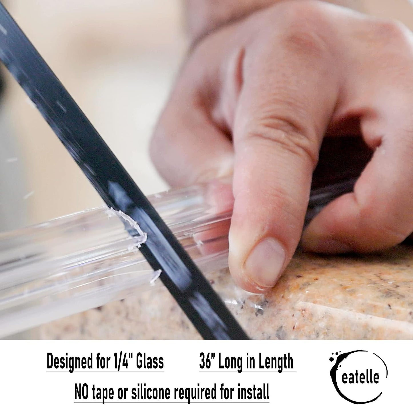 eatelle Shower Door Bottom Seal with Drip Rail for 3/16 (5mm) Thick Glass, 36" Long Sweep - Ultra Clear Polycarbonate