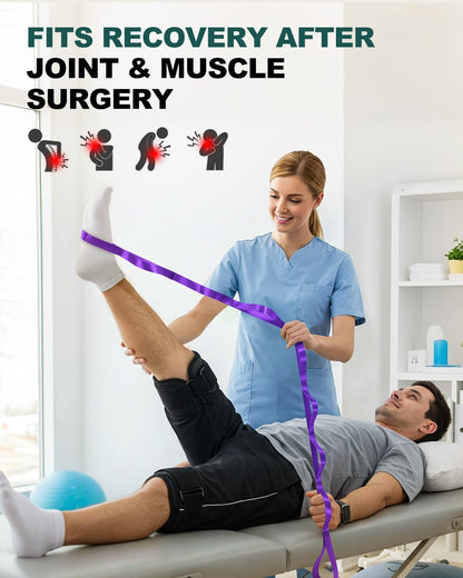 Trideer Non-Elastic Stretching Strap with Loops for Physical Therapy & Rehab, Knee Hip Leg ROM Post-Surgery, Yoga Strap for Stretching, Leg Lifter Strap Mobility Aid, Hamstring Calf Back