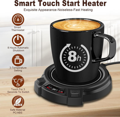 Coffee Mug Warmer for Desk-Smart Candle Warmer Digital Display | 8H Auto Shut Off-Coffee Heater with Touch Tech/3 Gear Temp Settings,Constant Temperature Heating,Warmer for Coffee,Tea,Milk