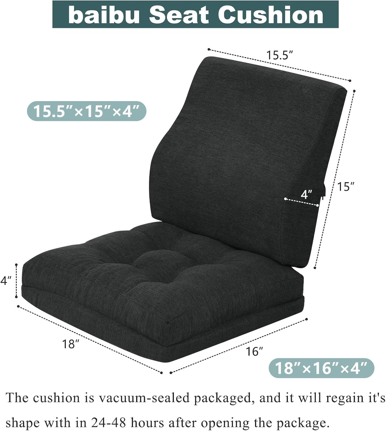 baibu Memory Foam Recliner Cushions with Lumbar Support Pillow Set for Elderly, 20x20x5 Inch Dual-Layer Design Non-Slip Recliner Seat Cushion & Back Support Pillow for Reduce Hip & Lumbar Pain, Brown