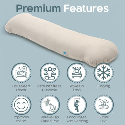 SleepCloud Weighted Body Pillow 6.5lbs, Cooling Tencel Cover, 41” x 10”