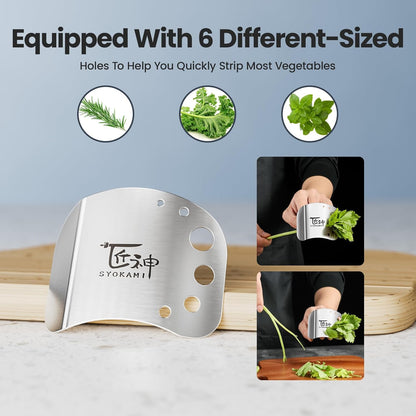 Finger Guards for Cutting Food-Finger Protectors with Herb Stripper | Stainless Steel | 2 Pcs | Adjustable Size | Rose Gold | Protecting Fingers and Nails | Gift Box for Couple Women Mom Wife