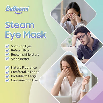 BeHoomi 20 Packs Steam Eye Mask, Heated Eye Mask Warm Compress for Eyes, Disposable Self Heating Steam Mask for Home, Sleep, Spa, Travel Essentials & Relaxation Gifts for Women (Unscented)