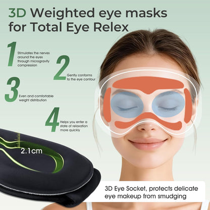 2 in 1 Smart Bluetooth Bamboo Cotton Sleep Mask Headphones, 3D Weighted Compress Eye Mask 100% Blackout Sleep Mask Zero Eye Pressure