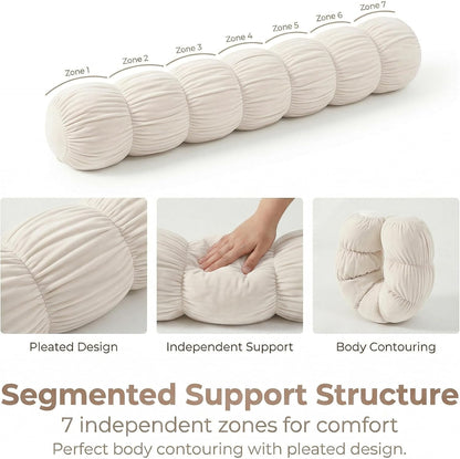 Pat. Pend. Long Bolster Pillow for Bed, 39 Inch, Misty White