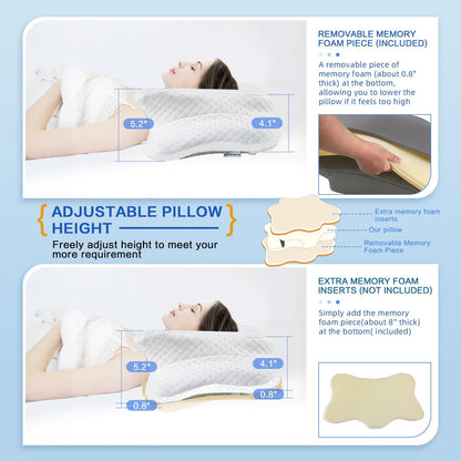 Pain Relief Cervical Pillow for Neck Support, Adjustable Ergonomic Pillow | Cozy Sleeping, Odorless Orthopedic Memory Foam Pillow, Contour Bed Pillow for Side Back Stomach Sleeper