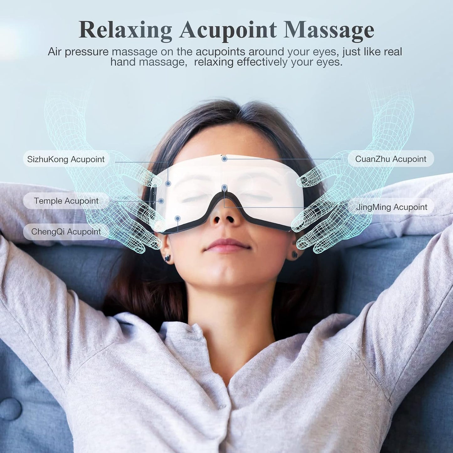 Eye Massager with Heat, Compression, Heated Sleep Mask, Mothers Fathers Day Birthday Gifts for Women Men, Massager Scalp for Eye Strain Relief, Foldable,Comfortable