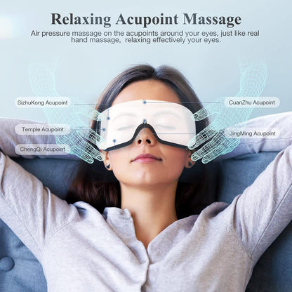 Eye Massager with Heat, Compression, Heated Sleep Mask, Mothers Fathers Day Birthday Gifts for Women Men, Massager Scalp for Eye Strain Relief, Foldable,Comfortable