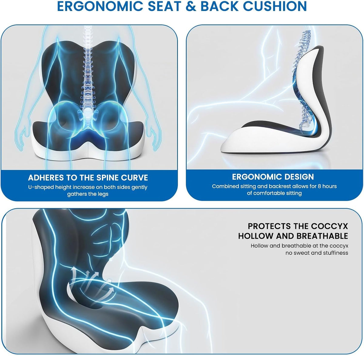 Car Seat Cushion Reducing Sciatica Pressure, Back & Tailbone Comfort