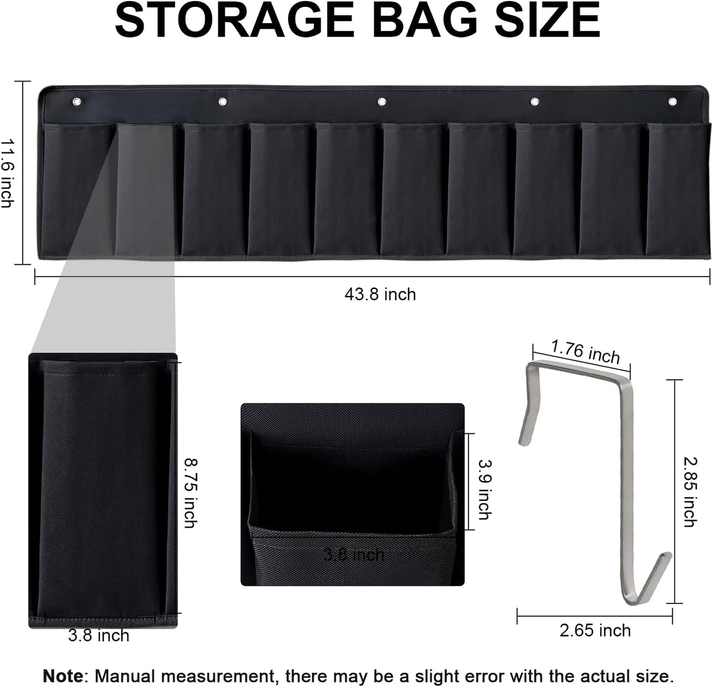 RVZONE RV Shoe Pockets 10 Pockets Heavy Hanging Bedside Storage Organizer with Sturdy Hooks Storage Pockets Hangs on bed for Shoes Toys and Tool Accessories