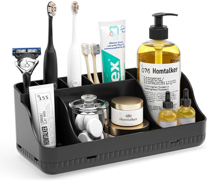 Bathroom Counter Organizer and Storage, 7 Slots Detachable Toothbrush Holders for Bathrooms, Anti-Slip Electric Toothbrush and Toothpaste Holder Countertop Vanity Organizer Accessories for Adults Kids