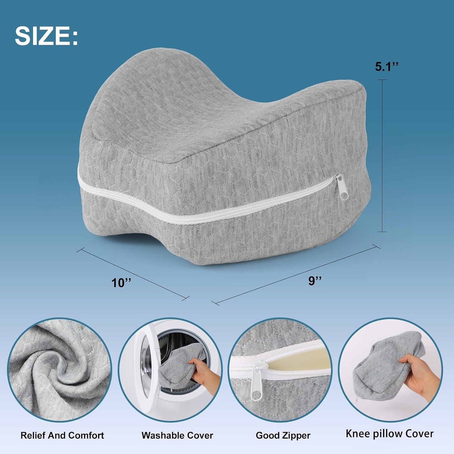 Knee Pillow for Side Sleepers Leg Memory Foam Pillow Side Sleeping Soothing Relief for Back, HIPS, Knees, Joints, Nerves and Muscle Discomfort Relief (Grey, Small)