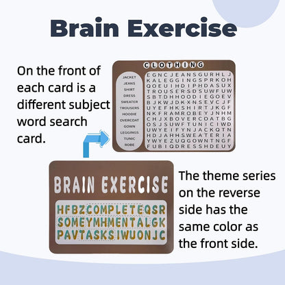 12 or 36 Pcs Reusable Word Search Cards for Dementia Game-Dementia Activities for Seniors with Alzheimer's-Elderly Alzheimer's Toys-Large Print Word Search Books (12 Reusable Word Search Card)