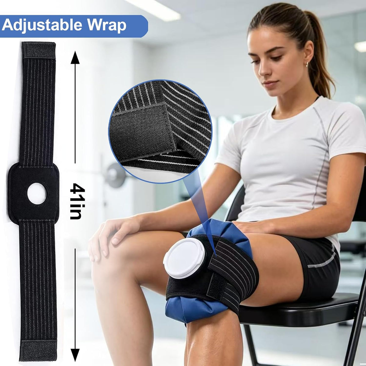 11" Large Ice Bag Pack with Wrap for Injuries, Upgrade Reusable Ice Packs, Effective Hot/Cold Therapy for Migraine, Shoulder, Neck, Knee Pain, No-Leak & Waterproof, Blue