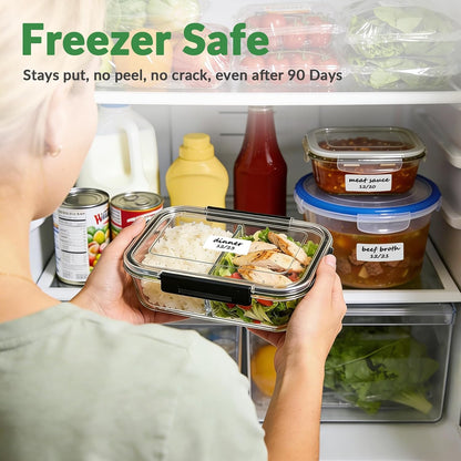 Removable Freezer Labels, 4/5" x 2", 3 Roll (Blank) | With perforated lines, writable, remove no residue, waterproof & oilproof, 350 labels per roll, for meal prep containers