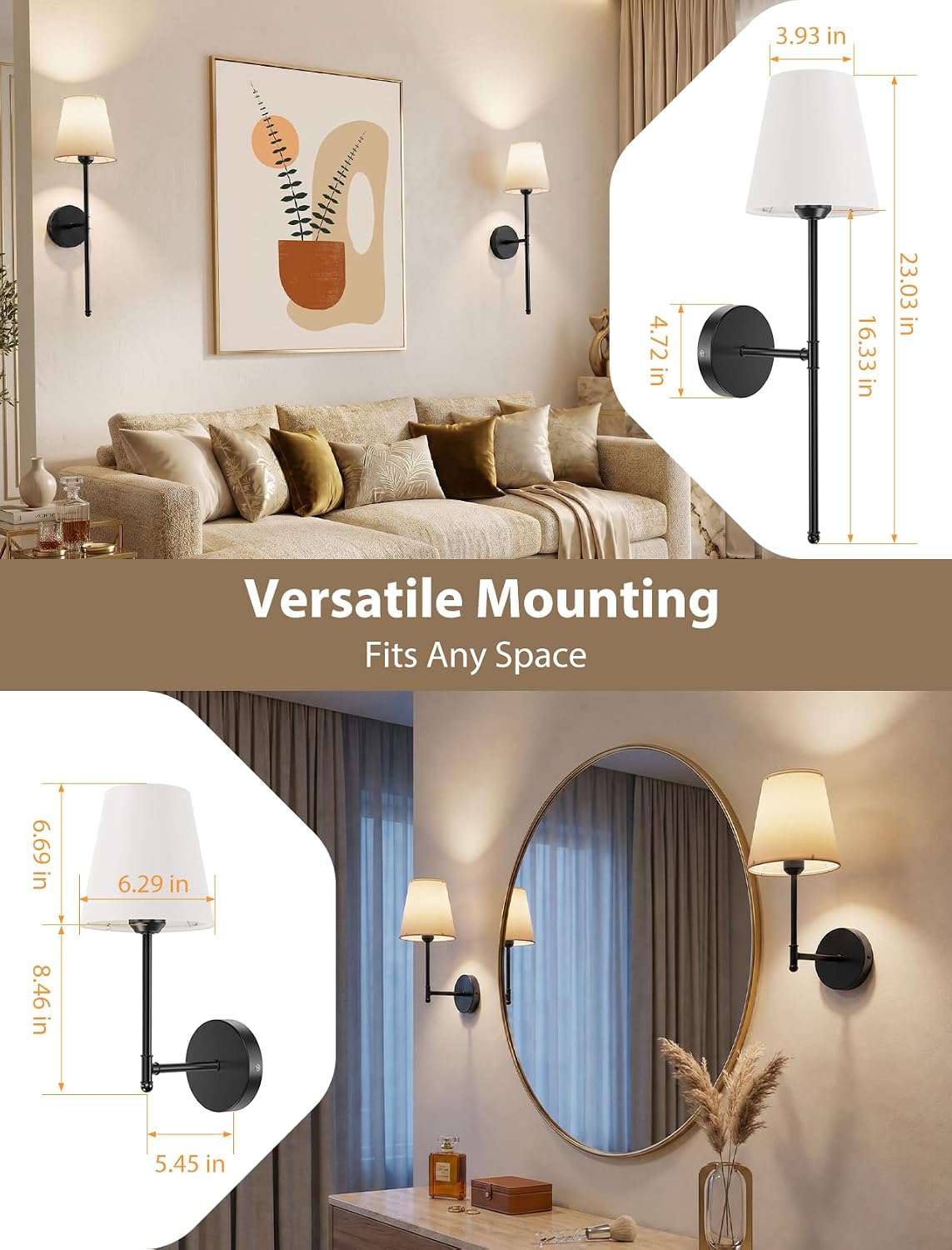 GBEAST Wall Sconces Set of Two, Rechargeable Wall Lights with Magnetic Bulb and Remote, Dimmable Wall Lamps with RGB & Timer, Cordless Sconce for Bedroom Living Room Fireplace Hallway Decor
