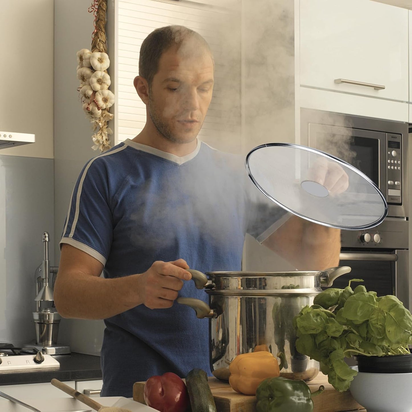 3 Pack Splatter Screen for Frying Pan 13" 11.5" 9.8" | Stainless Steel, Grease Splatter Guard, Ultra Fine Mesh Lids, with Fold Flat Knob for Prevent Oil Splatter