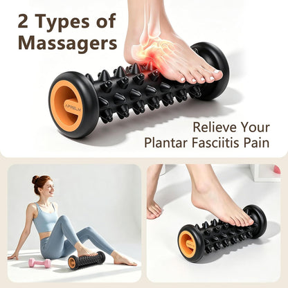 Foot Massager Roller Set for Plantar Fasciitis Relief, Professional 2-Pack (Beginner & Enhanced), Foot Roller for Home Office, Gifts for Mom Dad Friends