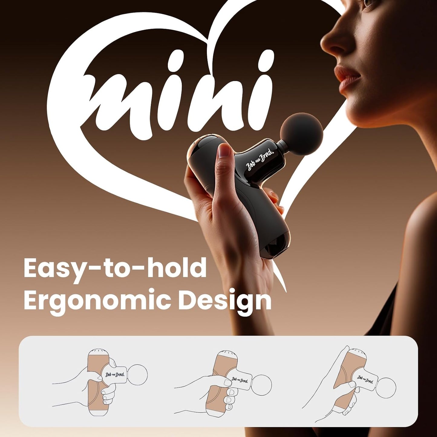 BOB AND BRAD Q2 Mini Massage Gun, Pocket-Sized Deep Tissue Massager Gun, Portable Percussion Muscle Massager Gun, Ultra Small & Quiet Muscle Massage Gun for Muscle Recovery with Carry Case