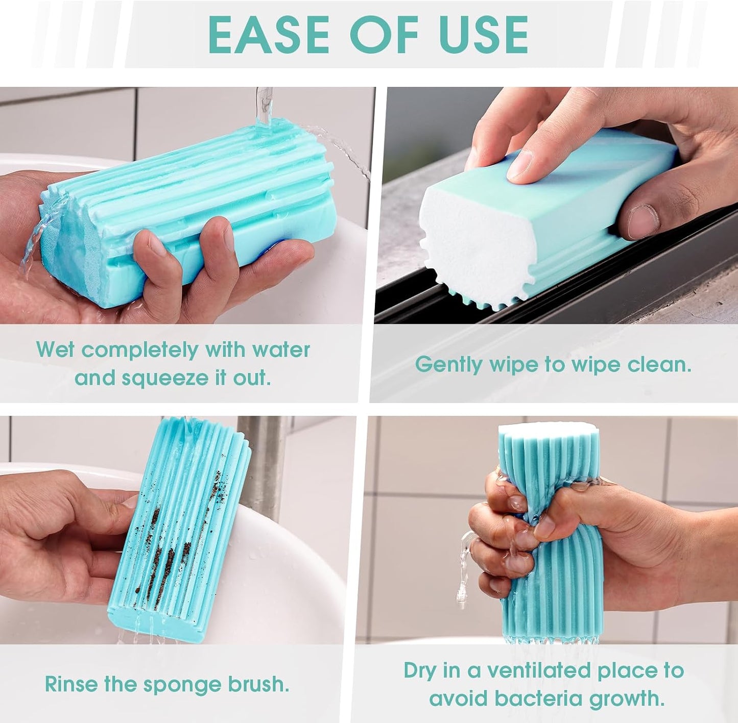 4 Pack Damp Dusting Sponge Duster, Grey Dust Cleaning Sponge, Reusable Household Cleaning Sponge Tool for Blinds, floorboards, Fan Blades, Vents, Glass, Railings, Mirrors