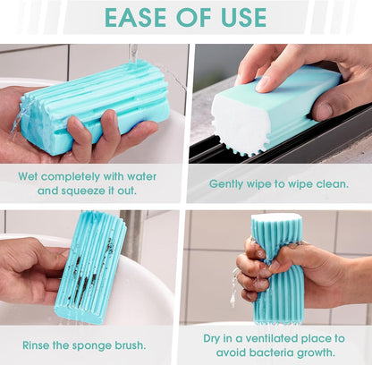 4 Pack Damp Dusting Sponge Duster, Grey Dust Cleaning Sponge, Reusable Household Cleaning Sponge Tool for Blinds, floorboards, Fan Blades, Vents, Glass, Railings, Mirrors