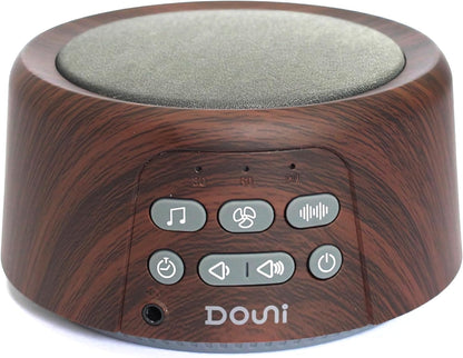 Douni White Noise Machine for Sleeping - 27 Non-Looping Soothing Sounds Sleep Sound Machine with Timer & Memory, 3.5mm Jack, Wood Grain Sound Machine for Hotel Bedroom Office