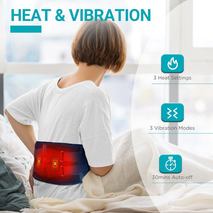 Comfytemp Cordless Heating Pad with Massager for Back, Gifts for Women Men | FSA Eligible HSA, Portable Lower Back Massager, Rechargeable Wireless Electric, Birthday Mom Dad Seniors 3 Heat 30mins, Grey