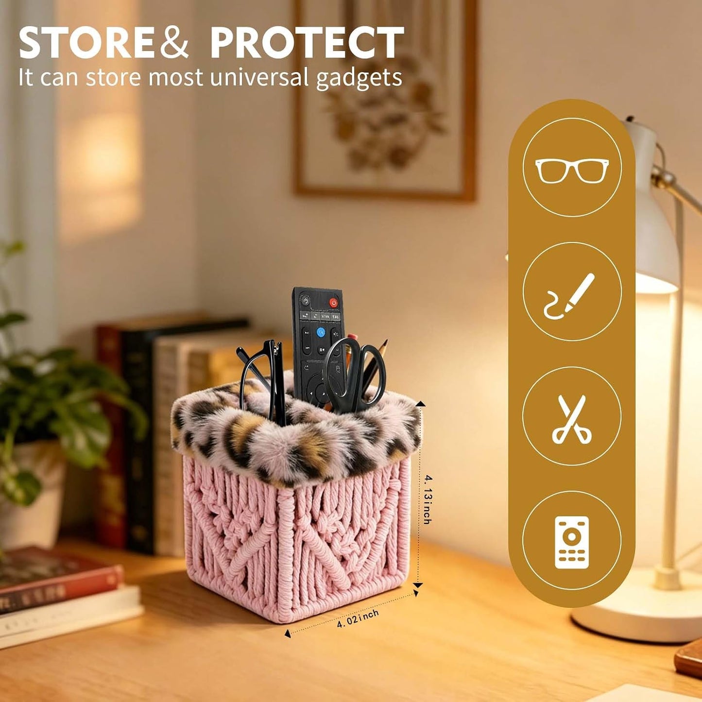 Plush Lined Glasses Eyeglass Holder Stand for Nightstand | Anti-scratch Glasses Stand Case,Cotton Rope Eyeglasses Holder, Storage Organizer for Office Desk