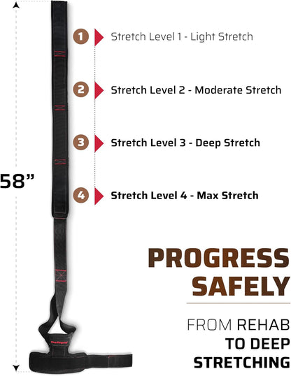 THEFITGUY Quad Stretcher Strap with Ankle Support for Physical Therapy | 4-loop non-elastic strap for quad and hip flexor stretching, for mobility, yoga, rehab and post-workout recovery