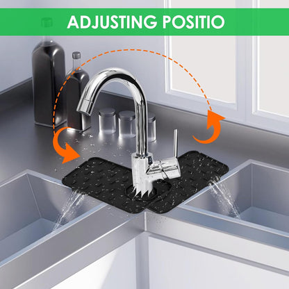 Dimeho Sink Faucet Splash Guard Mat Silicone Soap Dish Pad Faucet Handle Drip Catch Sponge Holder Sink Protector Trays for Bathroom Kitchen Countertop Gadgets Accessories