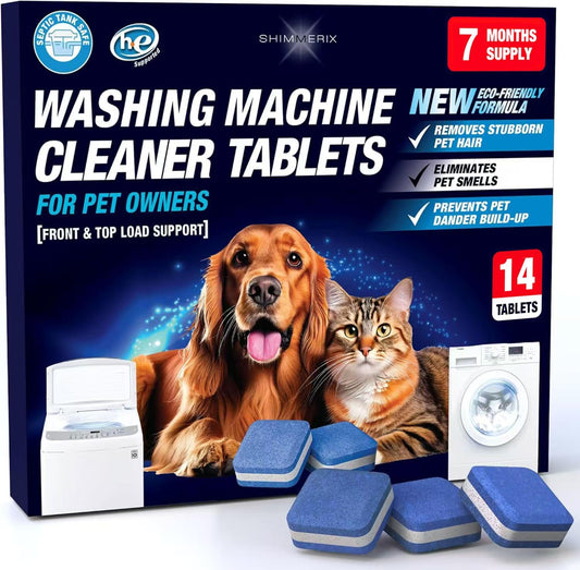 Washing Machine Cleaner Pro Tablets for Pet Owners, 28 Pack, Front/Top Load | Remove Stubborn Pet Hair, Washer Deep Cleaning, Septic Tank Safe, HE Support, Eliminates Pet Smells, Prevents Dander Build-up