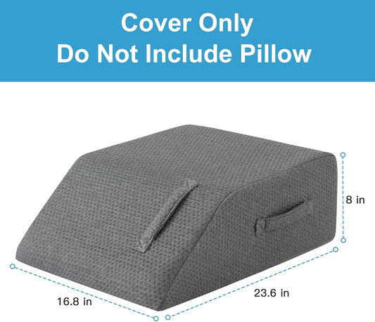 MEGCXIT Leg Pillow Elevation Blood Circulation Cover, Leg Wedge Pillow Case, Leg Elevating Pillowcase for After Surgery, Foot Knee Pillow Replacement Cover Only, 23.6×16.8×8 Inch, Deep Grey