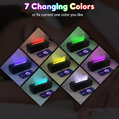 Colorful Flame Air Aroma Diffuser Humidifier, Upgraded 7 Flame Colors Noiseless Essential Oil Diffuser for Home,Office,Yoga with Auto-Off Protection 180mL (8Hours Black)
