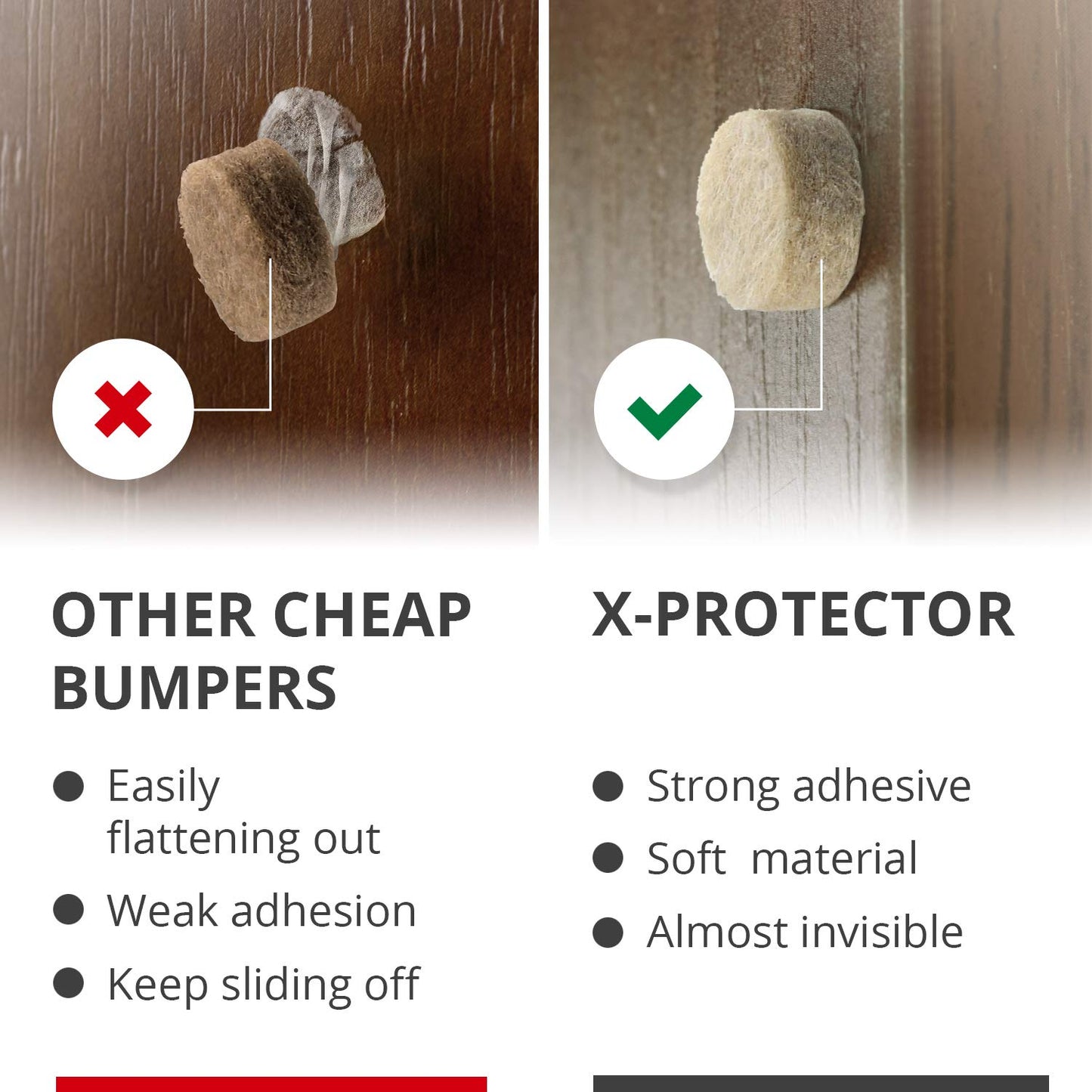 Cabinet Door Bumpers X-Protector 100 PCS – Small Felt Pads 3/8” (Brown) | Ideal Felt Bumpers – Self-Adhesive Thick Felt Dots – Bumper Pads to Protect Glass & Other Surfaces!
