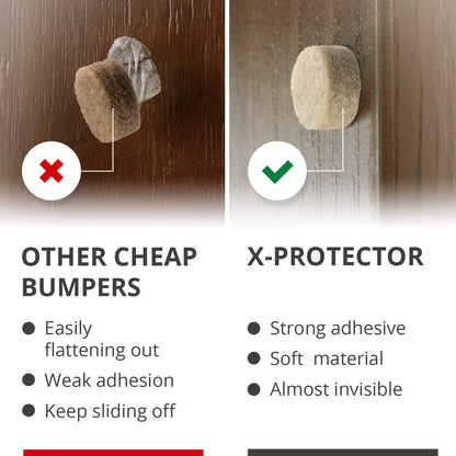 Cabinet Door Bumpers X-Protector 100 PCS – Small Felt Pads 3/8” (Brown) | Ideal Felt Bumpers – Self-Adhesive Thick Felt Dots – Bumper Pads to Protect Glass & Other Surfaces!