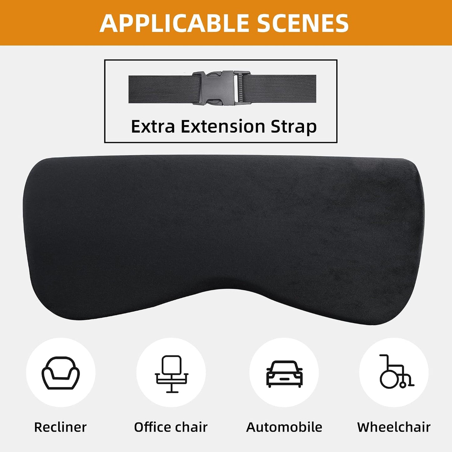HOMBYS Cervial Neck Pillow for Recliner, Foam Headrest Cushion for Sleeping, Medium Firm Neck Support for Couch, Office Chair and Car, Non-Slip Backing and Elastic Straps, Dark Grey