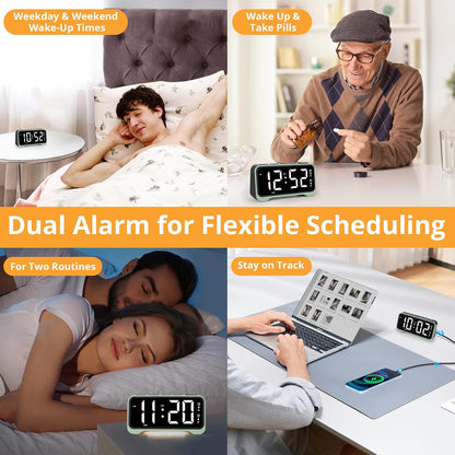 Vibrating Alarm Clock for Heavy Sleepers, 3-Level Bed Shaker, Dual Alarms