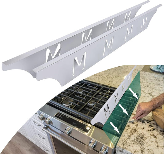 Black Stove Gap Cover Range Gap Filler, Counter Trim Kit Between Stove and Counter, Aluminum Don't Melt Like Silicone, For 1/32” to 5/8” Gap, Adjustable Length 23” to 25.4”, Left and Right 2 PCS