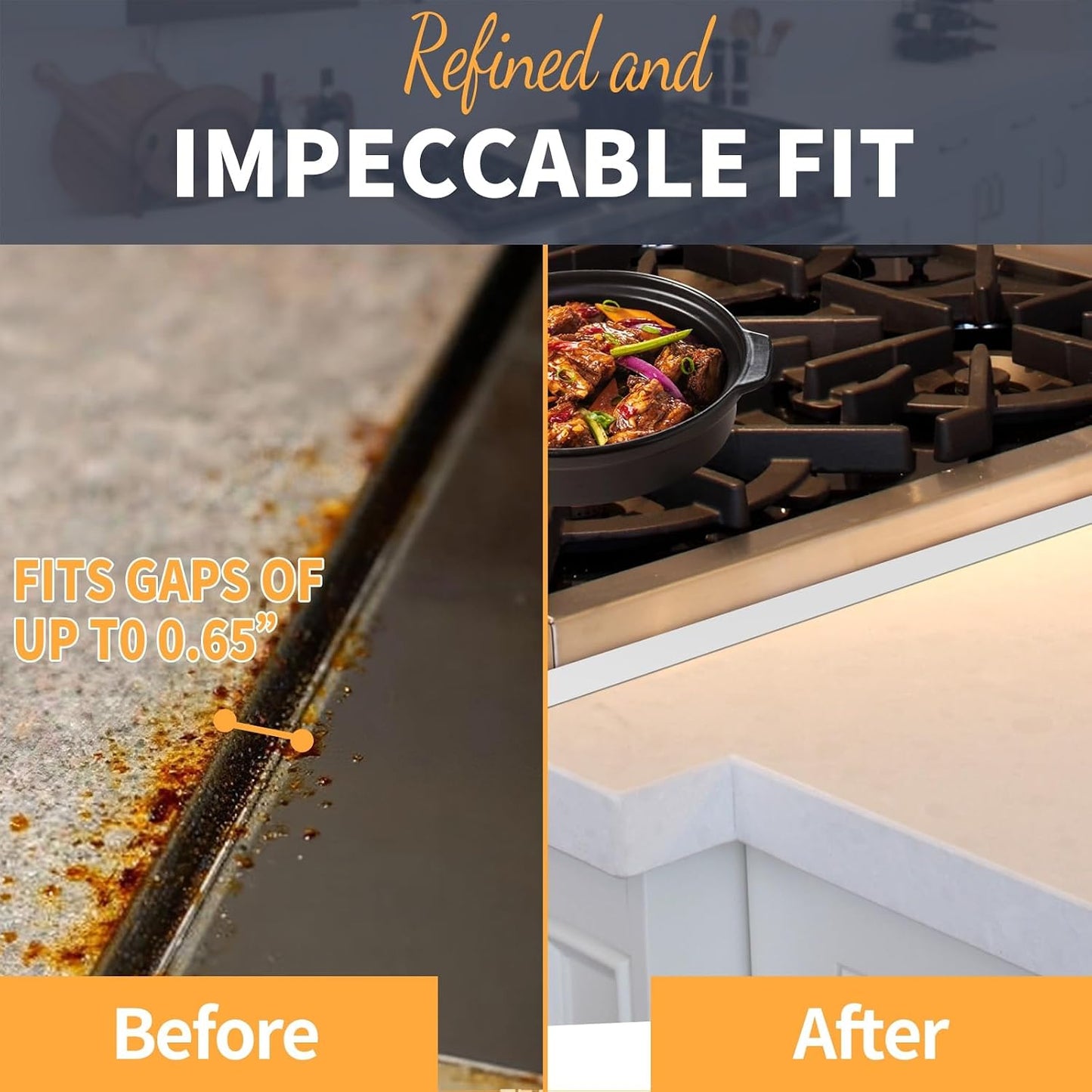 Stove Gap Covers Stainless Steel, 2 Pack Stove Gap Filler Easy Retractable Length 13.8" to 27.5", Width 0.79" Stove Gap Guards Range Trim Kit, Heat Resistant Guard Between Stove Top & Counter