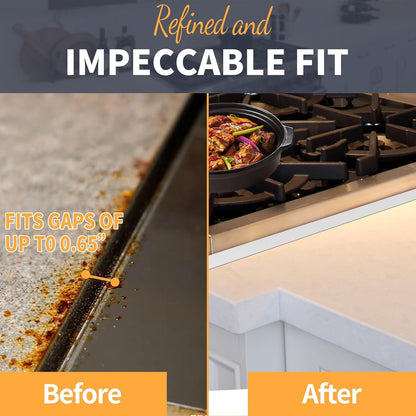 Stove Gap Covers Stainless Steel, 2 Pack Stove Gap Filler Easy Retractable Length 13.8" to 27.5", Width 0.79" Stove Gap Guards Range Trim Kit, Heat Resistant Guard Between Stove Top & Counter