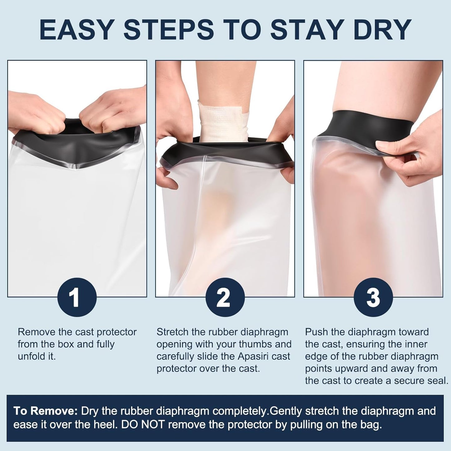 Adult Waterproof Foot Cast Cover, Reusable Watertight Ankle Cast Protector | Durable & Watertight Shower Boot, Reusable Shower Bag for Leg, Soft Comfortable Shower Bag for Post-Surgery Foot Ankle Injury