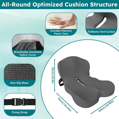 Ergonomic L-Shaped Memory Foam Seat Cushion & Lumbar Support