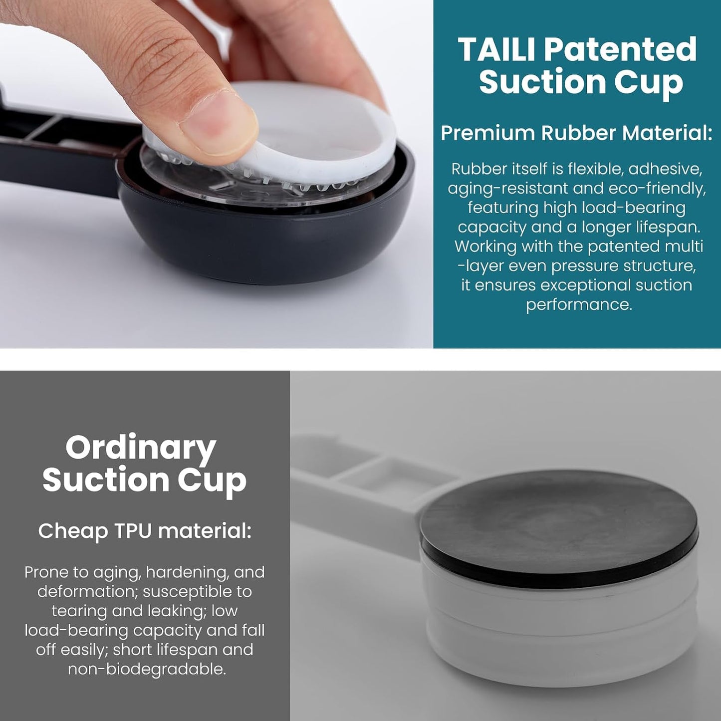 TAILI No Drill Powerful Suction Cup Razor Holder for Shower 2 Pack, Black | Waterproof, Towel, Loofah, Shaver Holder for Shower Wall, Powerful Suction Cup Hooks for Bathroom, Easy to Install and Reuse