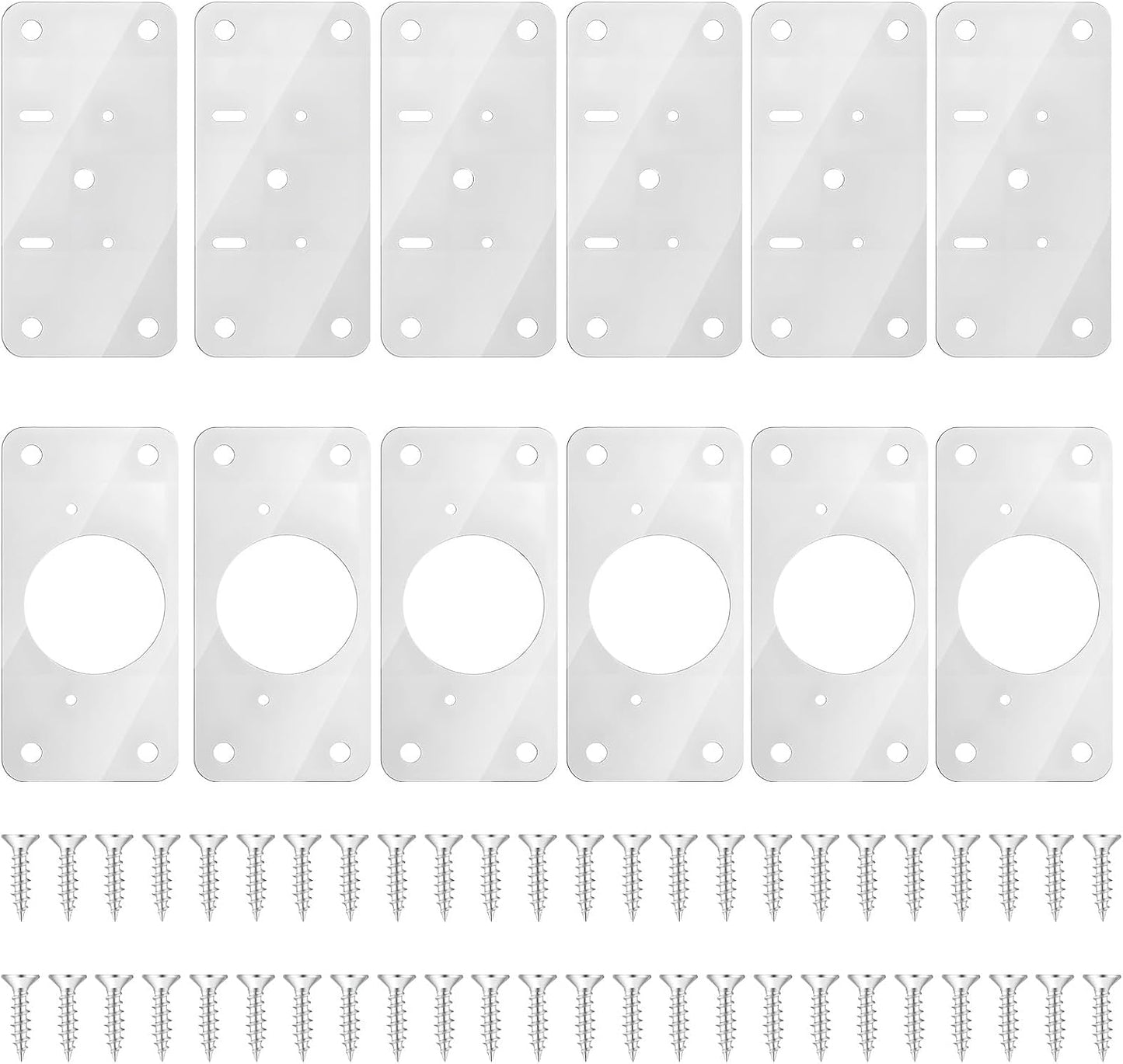 JJUNW 12Pcs Cabinet Hinges Repair Plates, Stainless Steel Repair Cabinets, Hinge Repairs Plate Cabinets Door Hinge with Mounting, Fixing Tool Plates Screws for Kitchen, Cupboard, Locker, Cabinet Doors