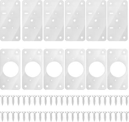 JJUNW 12Pcs Cabinet Hinges Repair Plates, Stainless Steel Repair Cabinets, Hinge Repairs Plate Cabinets Door Hinge with Mounting, Fixing Tool Plates Screws for Kitchen, Cupboard, Locker, Cabinet Doors