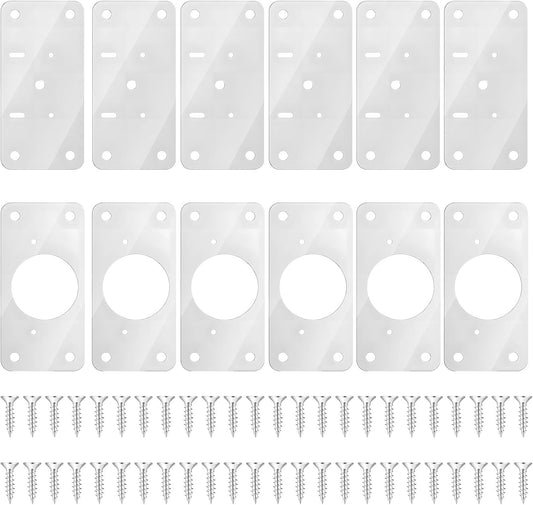 JJUNW 12Pcs Cabinet Hinges Repair Plates, Stainless Steel Repair Cabinets, Hinge Repairs Plate Cabinets Door Hinge with Mounting, Fixing Tool Plates Screws for Kitchen, Cupboard, Locker, Cabinet Doors