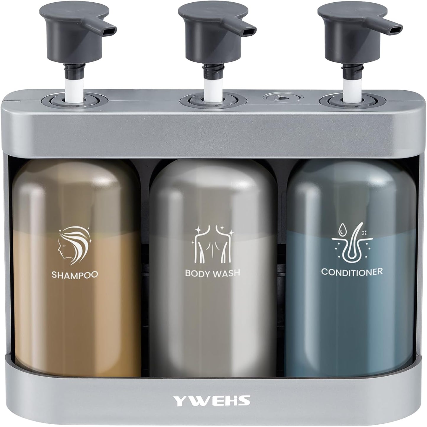 Shampoo and Conditioner Dispenser Shower Soap Dispenser 3 Chamber No Drill Shampoo Dispense for Shower Wall Mounted Shower Shampoo Dispenser 3 Chamber for Bathroom Hotel 3 * 13.37 fl.oz Black