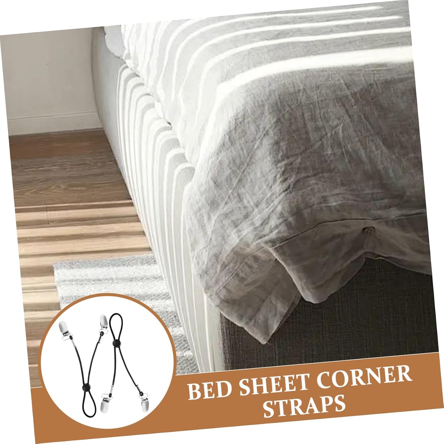 Levemolo 6Pcs Adjustable Bed Sheet Clips Straps Elastic Holders for Fitted Sheets Mattress Corner Fasteners Prevent Slipping and Movement
