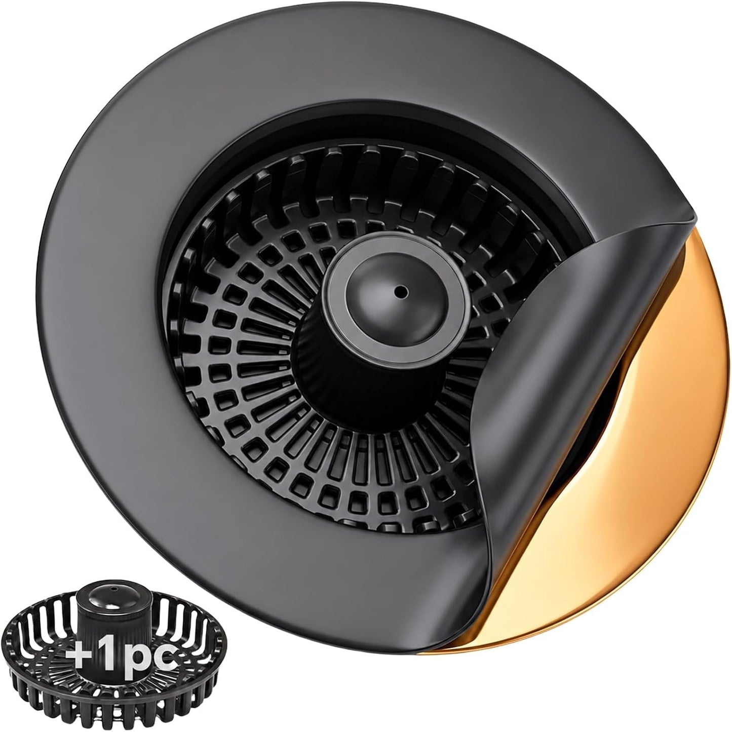 Solid Brass Body 3-in-1 Kitchen Sink Drain Strainer & Stopper, Heavy Duty Pop Up Plug Assembly with 2 Baskets, Anti-Clog Replacement for US Standard 3-1/2 Inch Drains, Rust-Proof Silver